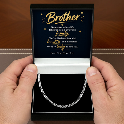 To My Brother Stainless Steel Cuban Chain Necklace With Personalised Keepsake Box