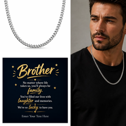 To My Brother Stainless Steel Cuban Chain Necklace With Personalised Keepsake Box