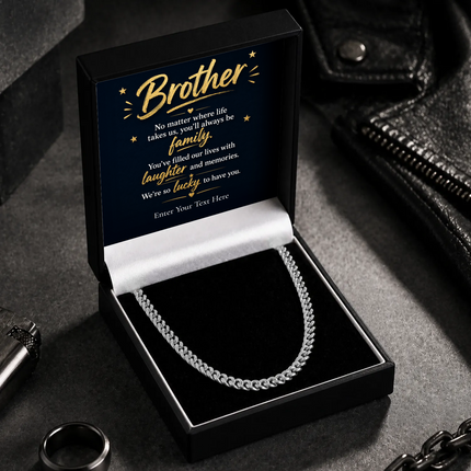 To My Brother Stainless Steel Cuban Chain Necklace With Personalised Keepsake Box