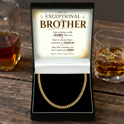 For An Exceptional Brother 18k Gold Plated Cuban Chain Necklace With Personalised Keepsake Box