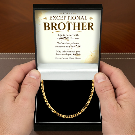 For An Exceptional Brother 18k Gold Plated Cuban Chain Necklace With Personalised Keepsake Box