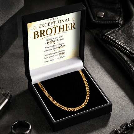 For An Exceptional Brother 18k Gold Plated Cuban Chain Necklace With Personalised Keepsake Box