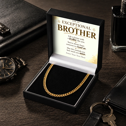 For An Exceptional Brother 18k Gold Plated Cuban Chain Necklace With Personalised Keepsake Box