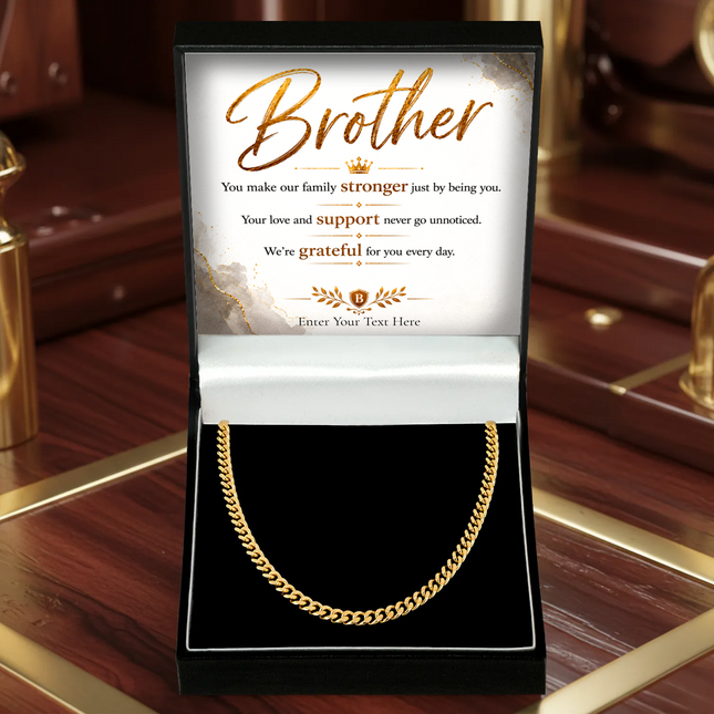 Brother 18k Gold Plated Cuban Chain Necklace With Personalised Keepsake Box