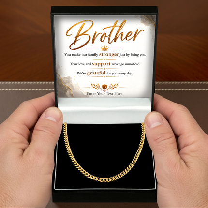 Brother 18k Gold Plated Cuban Chain Necklace With Personalised Keepsake Box