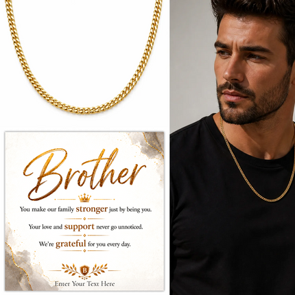 Brother 18k Gold Plated Cuban Chain Necklace With Personalised Keepsake Box