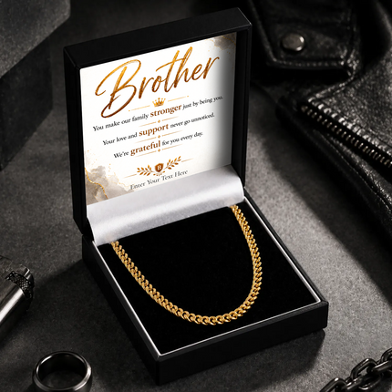 Brother 18k Gold Plated Cuban Chain Necklace With Personalised Keepsake Box