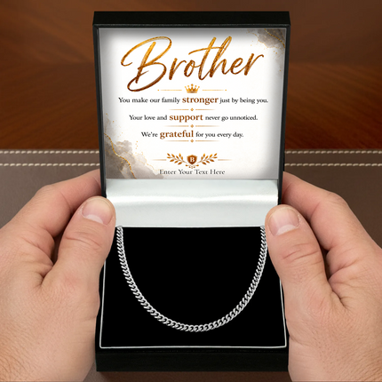 Brother Stainless Steel Cuban Chain Necklace With Personalised Keepsake Box