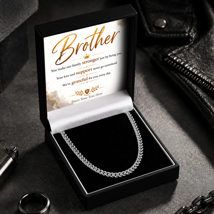 Brother Stainless Steel Cuban Chain Necklace With Personalised Keepsake Box