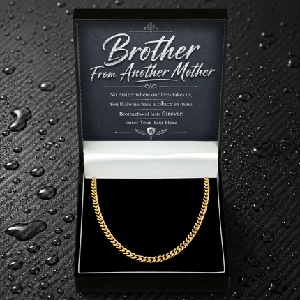 Brother From Another Mother 18k Gold Plated Cuban Chain Necklace With Personalised Keepsake Box