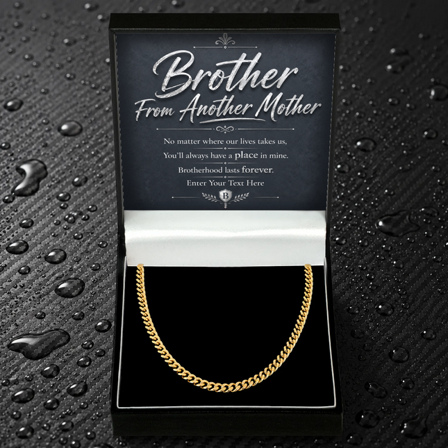 Brother From Another Mother 18k Gold Plated Cuban Chain Necklace With Personalised Keepsake Box