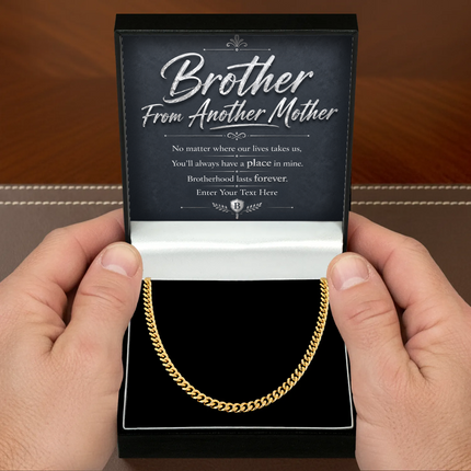 Brother From Another Mother 18k Gold Plated Cuban Chain Necklace With Personalised Keepsake Box
