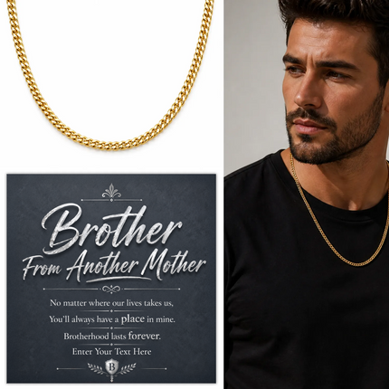 Brother From Another Mother 18k Gold Plated Cuban Chain Necklace With Personalised Keepsake Box