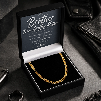 Brother From Another Mother 18k Gold Plated Cuban Chain Necklace With Personalised Keepsake Box