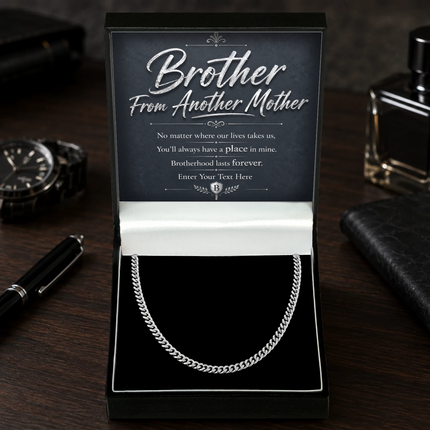 Brother From Another Mother Stainless Steel Cuban Chain Necklace With Personalised Keepsake Box