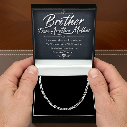 Brother From Another Mother Stainless Steel Cuban Chain Necklace With Personalised Keepsake Box