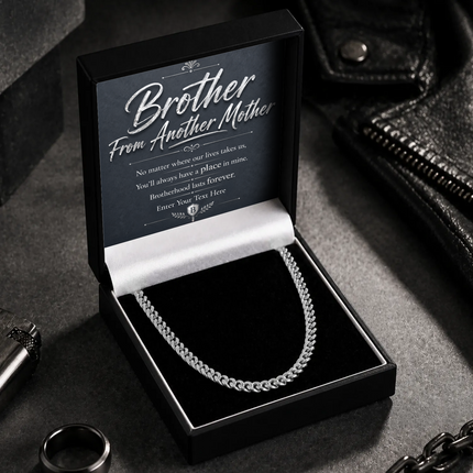 Brother From Another Mother Stainless Steel Cuban Chain Necklace With Personalised Keepsake Box