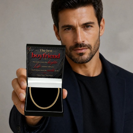 The Best Boyfriend 18k Gold Plated Cuban Chain Necklace With Personalised