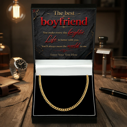 The Best Boyfriend 18k Gold Plated Cuban Chain Necklace With Personalised