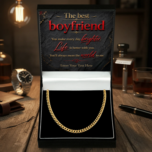 The Best Boyfriend 18k Gold Plated Cuban Chain Necklace With Personalised
