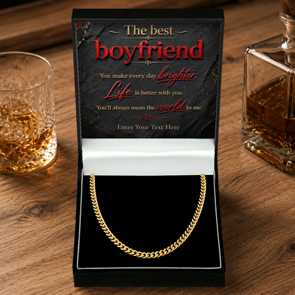 The Best Boyfriend 18k Gold Plated Cuban Chain Necklace With Personalised