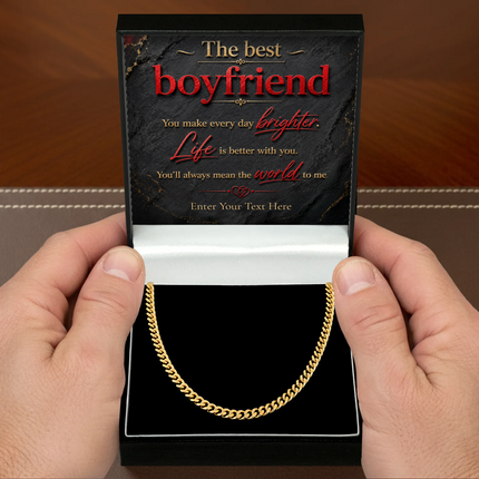 The Best Boyfriend 18k Gold Plated Cuban Chain Necklace With Personalised