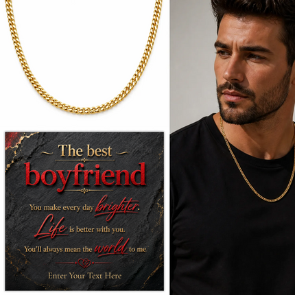 The Best Boyfriend 18k Gold Plated Cuban Chain Necklace With Personalised