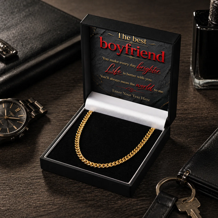 The Best Boyfriend 18k Gold Plated Cuban Chain Necklace With Personalised