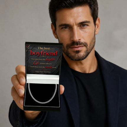 The Best Boyfriend Stainless Steel Cuban Chain Necklace With Personalised