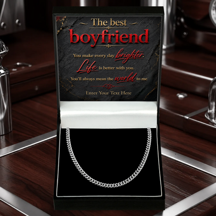 The Best Boyfriend Stainless Steel Cuban Chain Necklace With Personalised