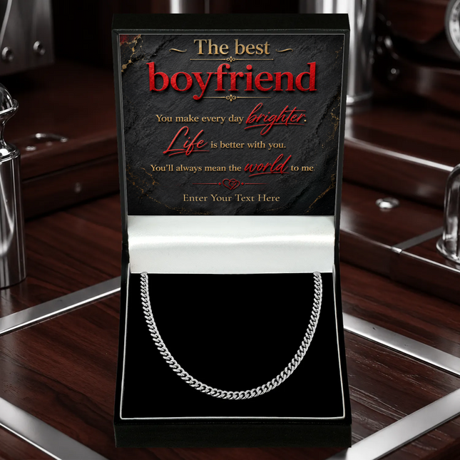 The Best Boyfriend Stainless Steel Cuban Chain Necklace With Personalised