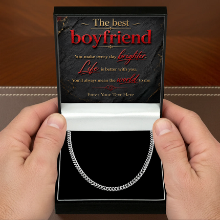 The Best Boyfriend Stainless Steel Cuban Chain Necklace With Personalised