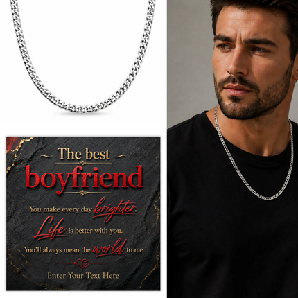 The Best Boyfriend Stainless Steel Cuban Chain Necklace With Personalised