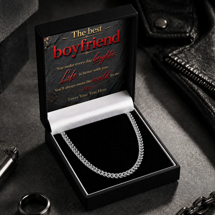 The Best Boyfriend Stainless Steel Cuban Chain Necklace With Personalised