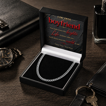 The Best Boyfriend Stainless Steel Cuban Chain Necklace With Personalised