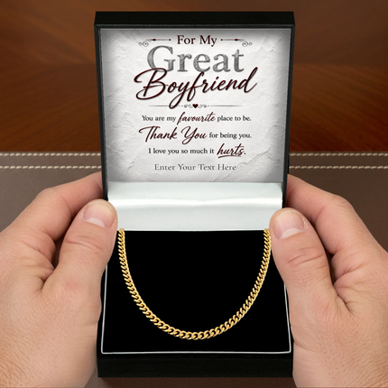 For My Great Boyfriend 18k Gold Plated Cuban Chain Necklace With Personalised