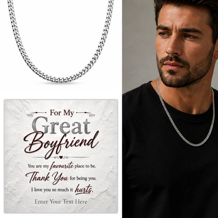 For My Great Boyfriend Stainless Steel Cuban Chain Necklace With Personalised