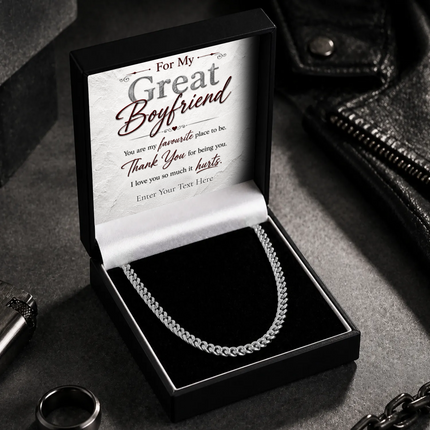 For My Great Boyfriend Stainless Steel Cuban Chain Necklace With Personalised