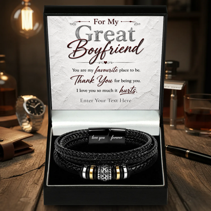 For My Great Boyfriend Eternal Bond Bracelet With Personalised Keepsake Box