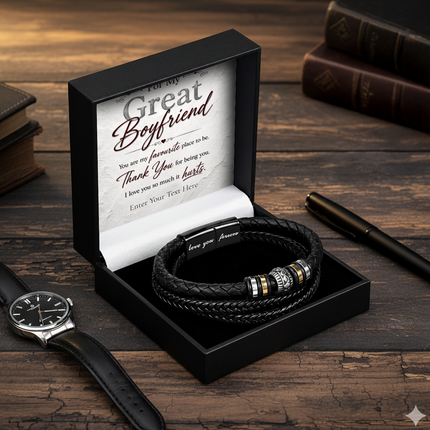 For My Great Boyfriend Eternal Bond Bracelet With Personalised Keepsake Box