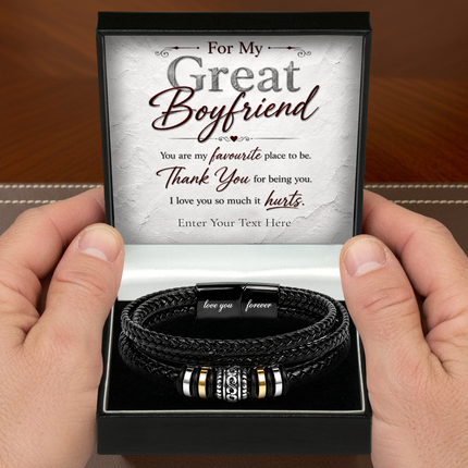 For My Great Boyfriend Eternal Bond Bracelet With Personalised Keepsake Box