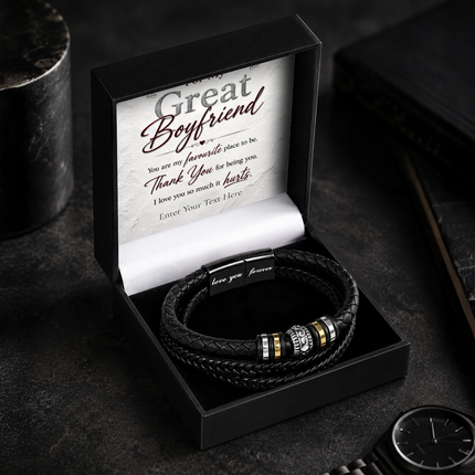 For My Great Boyfriend Eternal Bond Bracelet With Personalised Keepsake Box