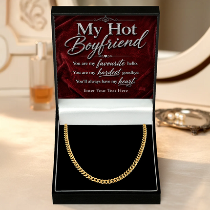 For My Hot Boyfriend 18k Gold Plated Cuban Chain Necklace With Personalised