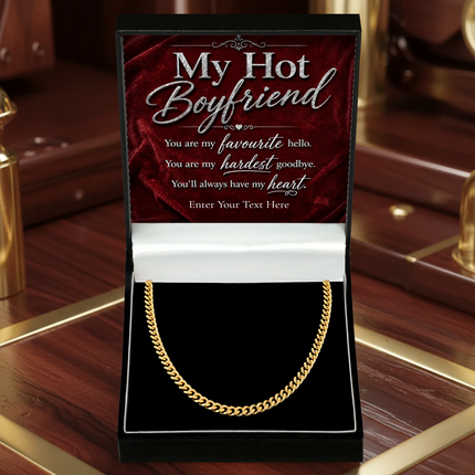 For My Hot Boyfriend 18k Gold Plated Cuban Chain Necklace With Personalised