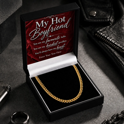 For My Hot Boyfriend 18k Gold Plated Cuban Chain Necklace With Personalised