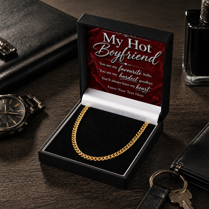 For My Hot Boyfriend 18k Gold Plated Cuban Chain Necklace With Personalised