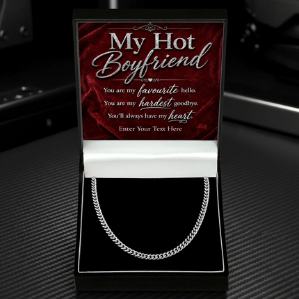 For My Hot Boyfriend Stainless Steel Cuban Chain Necklace With Personalised