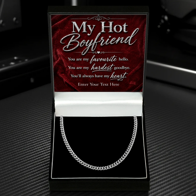 For My Hot Boyfriend Stainless Steel Cuban Chain Necklace With Personalised