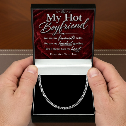 For My Hot Boyfriend Stainless Steel Cuban Chain Necklace With Personalised