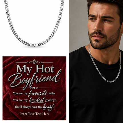 For My Hot Boyfriend Stainless Steel Cuban Chain Necklace With Personalised